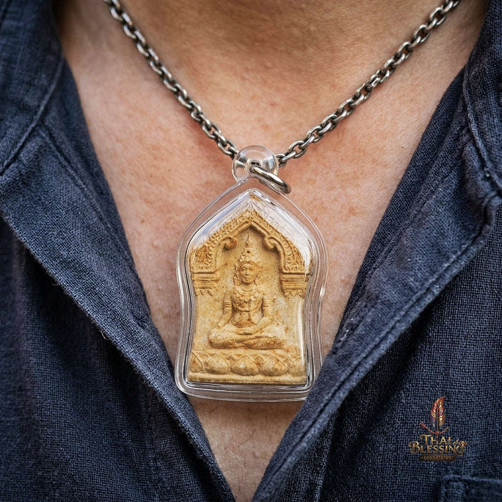 Authentic Thai Charm Amulet "Khun Phaen Nuea Hom BE 2544" - Sacred First-Bloom Rose & Buddhakhun Powder Charm Talisman Thai Blessing Co By RURUECHA