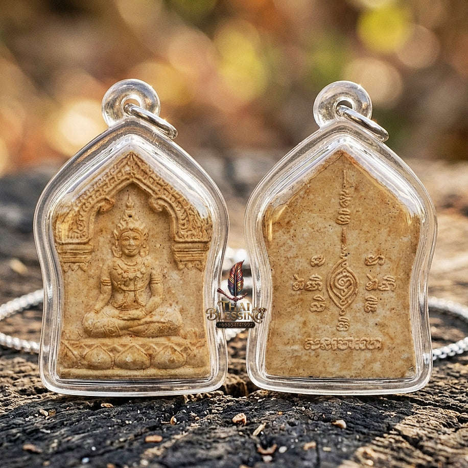 Authentic Thai Charm Amulet "Khun Phaen Nuea Hom BE 2544" - Sacred First-Bloom Rose & Buddhakhun Powder Charm Talisman Thai Blessing Co By RURUECHA