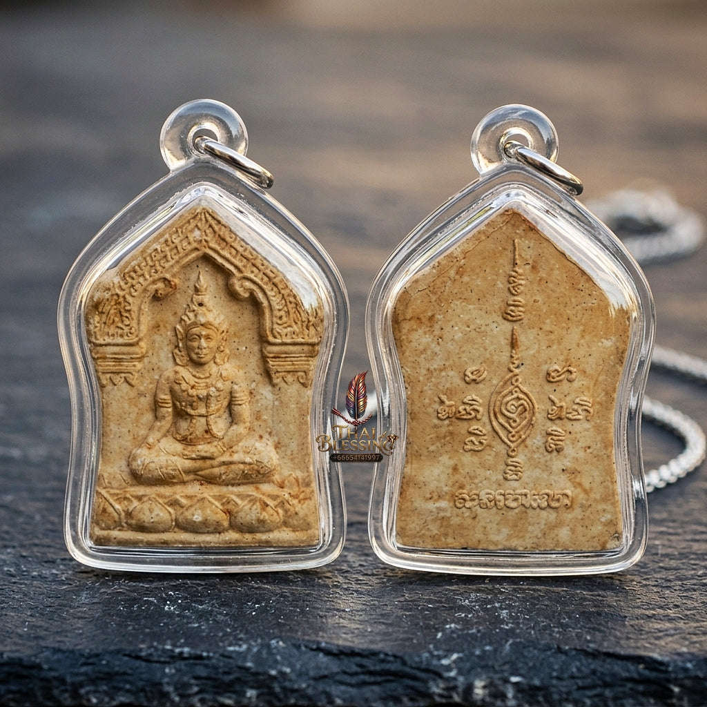 Authentic Thai Charm Amulet "Khun Phaen Nuea Hom BE 2544" - Sacred First-Bloom Rose & Buddhakhun Powder Charm Talisman Thai Blessing Co By RURUECHA