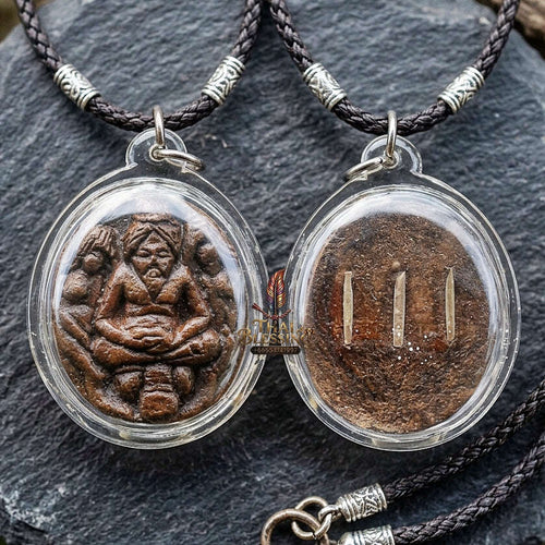 Authentic Thai Charm Amulet "Lersi Khobut Maha Saneh" - Sacred Herbal Charm Powder with 3 Embedded Takrut Scrolls Thai Blessing Co By RURUECHA