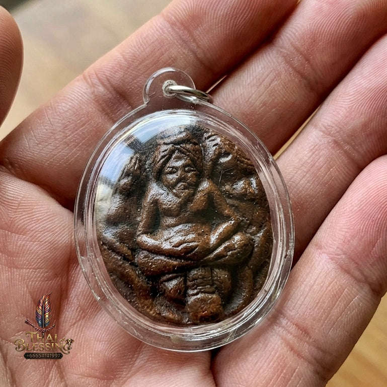 Authentic Thai Charm Amulet "Lersi Khobut Maha Saneh" - Sacred Herbal Charm Powder with 3 Embedded Takrut Scrolls Thai Blessing Co By RURUECHA