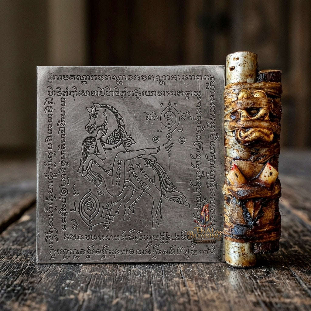 Authentic Thai Extreme Seduction Takrut "Ma Kiang Nang Dok Khru" - Supreme Carnal Magnetism, In Koo Seduction & Hypnotic Love Binding