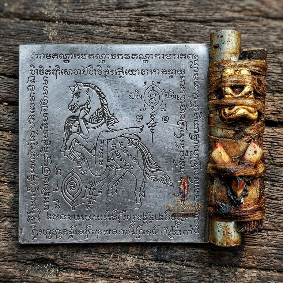 Authentic Thai Extreme Seduction Takrut "Ma Kiang Nang Dok Khru" - Supreme Carnal Magnetism, In Koo Seduction & Hypnotic Love Binding