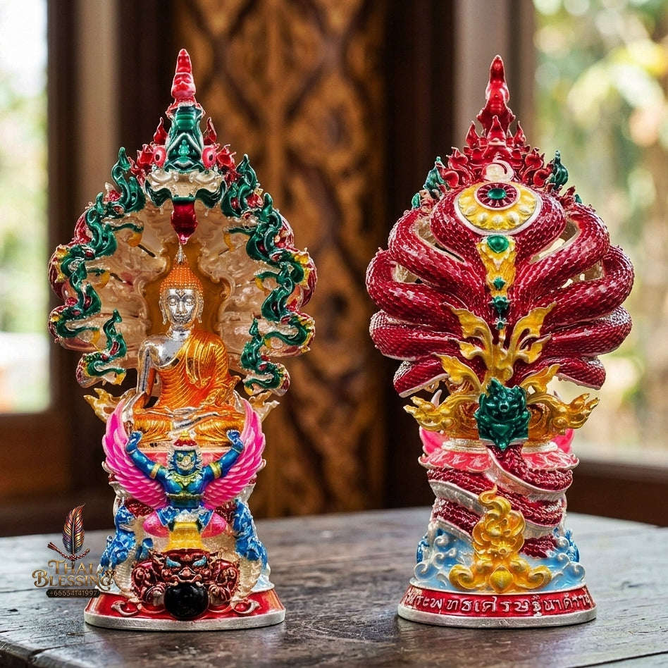 Authentic Thai Fine Art Amulet "Phra Buddha Setthi Nakaraj BE 2568" - Supreme Naga Wealth Guardian, Garuda Authority & Rahu Shield