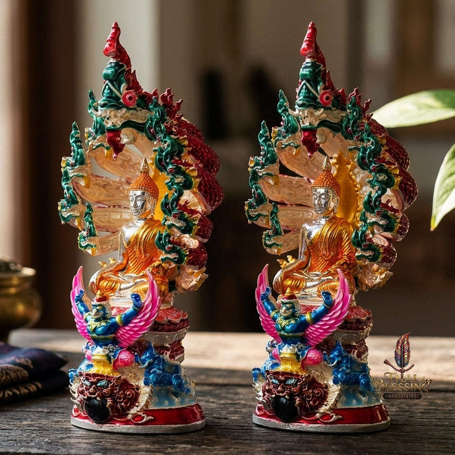Authentic Thai Fine Art Amulet "Phra Buddha Setthi Nakaraj BE 2568" - Supreme Naga Wealth Guardian, Garuda Authority & Rahu Shield