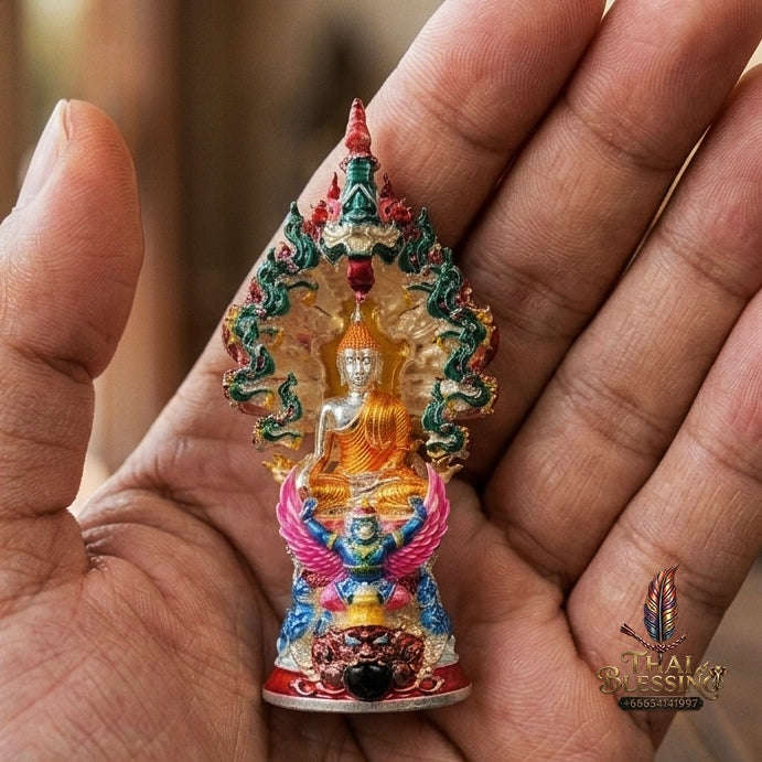 Authentic Thai Fine Art Amulet "Phra Buddha Setthi Nakaraj BE 2568" - Supreme Naga Wealth Guardian, Garuda Authority & Rahu Shield