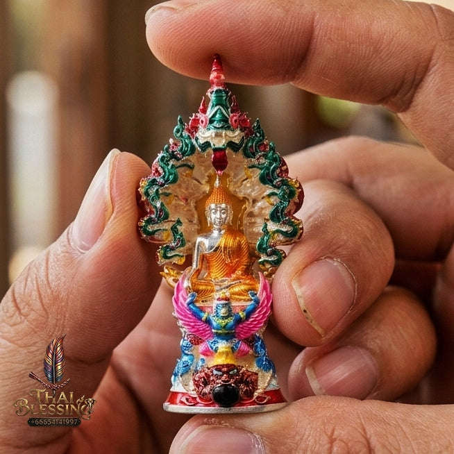 Authentic Thai Fine Art Amulet "Phra Buddha Setthi Nakaraj BE 2568" - Supreme Naga Wealth Guardian, Garuda Authority & Rahu Shield