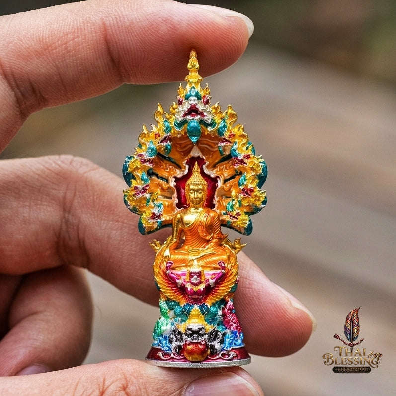 Authentic Thai Fine Art Amulet "Phra Buddha Setthi Nakaraj BE 2568" - Supreme Naga Wealth Guardian, Garuda Authority & Rahu Shield Thai Blessing Co By RURUECHA