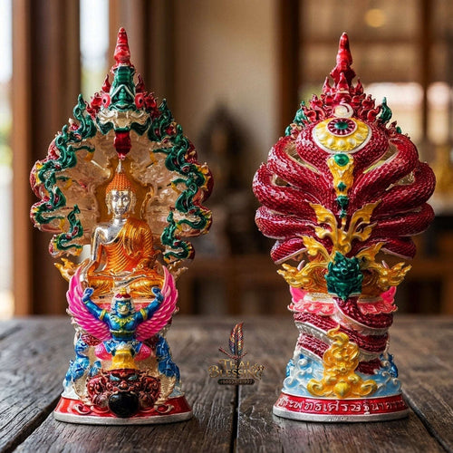 Authentic Thai Fine Art Amulet "Phra Buddha Setthi Nakaraj BE 2568" - Supreme Naga Wealth Guardian, Garuda Authority & Rahu Shield