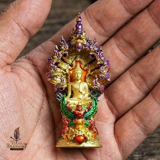 Authentic Thai Fine Art Amulet "Phra Buddha Setthi Nakaraj BE 2568" - Supreme Naga Wealth Guardian, Garuda Authority & Rahu Shield Thai Blessing Co By RURUECHA