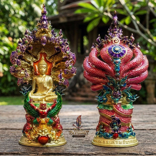 Authentic Thai Fine Art Amulet "Phra Buddha Setthi Nakaraj BE 2568" - Supreme Naga Wealth Guardian, Garuda Authority & Rahu Shield Thai Blessing Co By RURUECHA