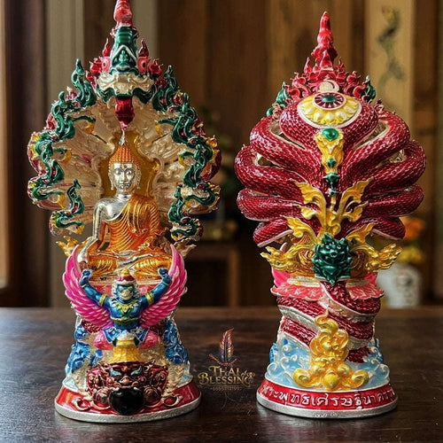 Authentic Thai Fine Art Amulet "Phra Buddha Setthi Nakaraj BE 2568" - Supreme Naga Wealth Guardian, Garuda Authority & Rahu Shield