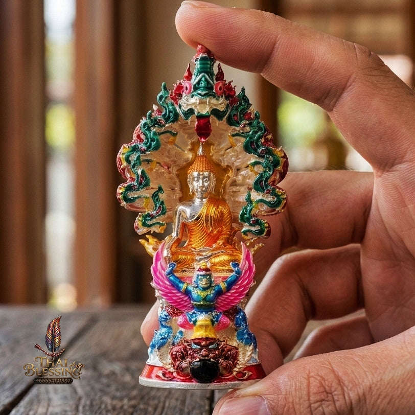 Authentic Thai Fine Art Amulet "Phra Buddha Setthi Nakaraj BE 2568" - Supreme Naga Wealth Guardian, Garuda Authority & Rahu Shield