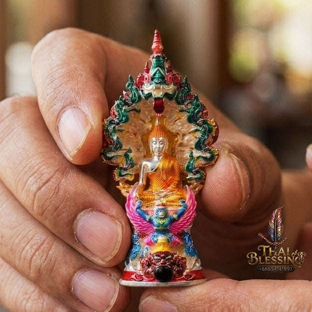 Authentic Thai Fine Art Amulet "Phra Buddha Setthi Nakaraj BE 2568" - Supreme Naga Wealth Guardian, Garuda Authority & Rahu Shield