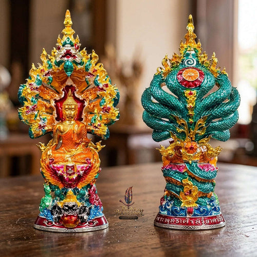 Authentic Thai Fine Art Amulet "Phra Buddha Setthi Nakaraj BE 2568" - Supreme Naga Wealth Guardian, Garuda Authority & Rahu Shield Thai Blessing Co By RURUECHA