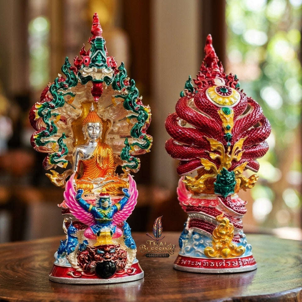 Authentic Thai Fine Art Amulet "Phra Buddha Setthi Nakaraj BE 2568" - Supreme Naga Wealth Guardian, Garuda Authority & Rahu Shield