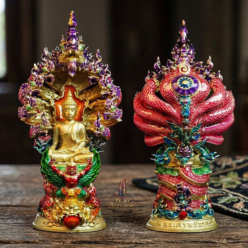Authentic Thai Fine Art Amulet "Phra Buddha Setthi Nakaraj BE 2568" - Supreme Naga Wealth Guardian, Garuda Authority & Rahu Shield Thai Blessing Co By RURUECHA