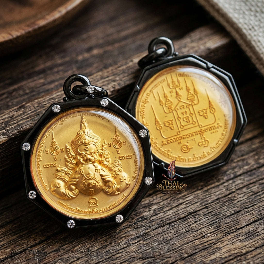 Authentic Thai Fine Art Amulet "Phra Rahu Song Rit & Sacred Yantra BE 2559" - Supreme Destiny Reversal, Astrological Shield & Wealth Attraction