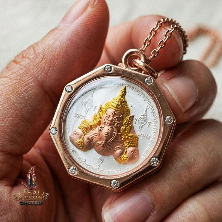 Authentic Thai Fine Art Amulet "Phra Rahu Song Rit & Sacred Yantra BE 2559" - Supreme Destiny Reversal, Astrological Shield & Wealth Attraction