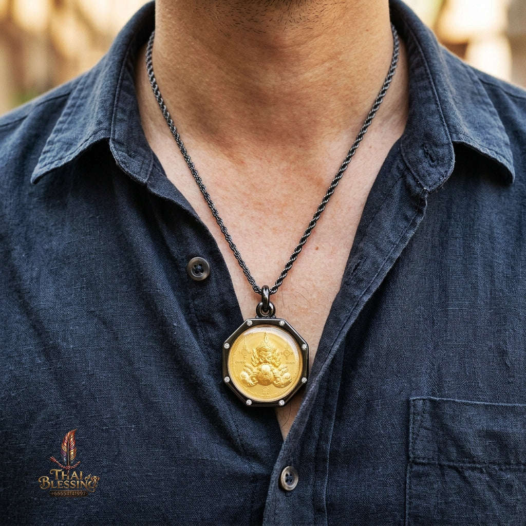 Authentic Thai Fine Art Amulet "Phra Rahu Song Rit & Sacred Yantra BE 2559" - Supreme Destiny Reversal, Astrological Shield & Wealth Attraction