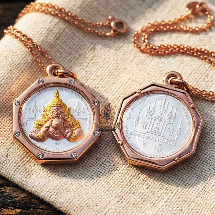 Authentic Thai Fine Art Amulet "Phra Rahu Song Rit & Sacred Yantra BE 2559" - Supreme Destiny Reversal, Astrological Shield & Wealth Attraction