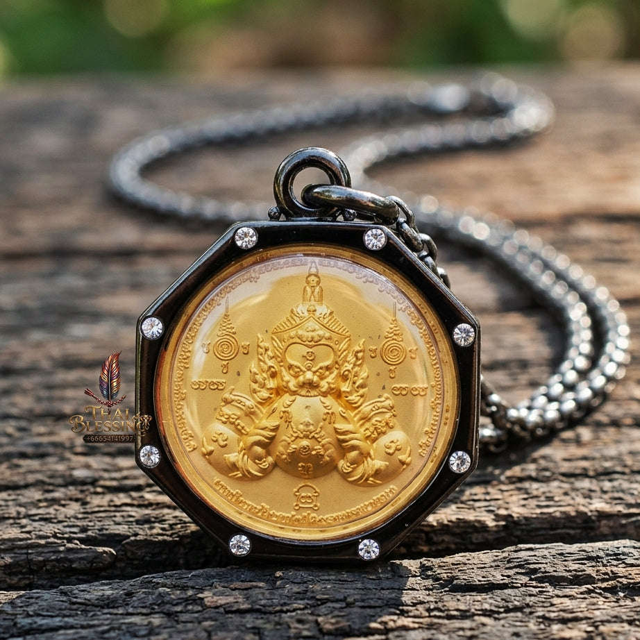 Authentic Thai Fine Art Amulet "Phra Rahu Song Rit & Sacred Yantra BE 2559" - Supreme Destiny Reversal, Astrological Shield & Wealth Attraction