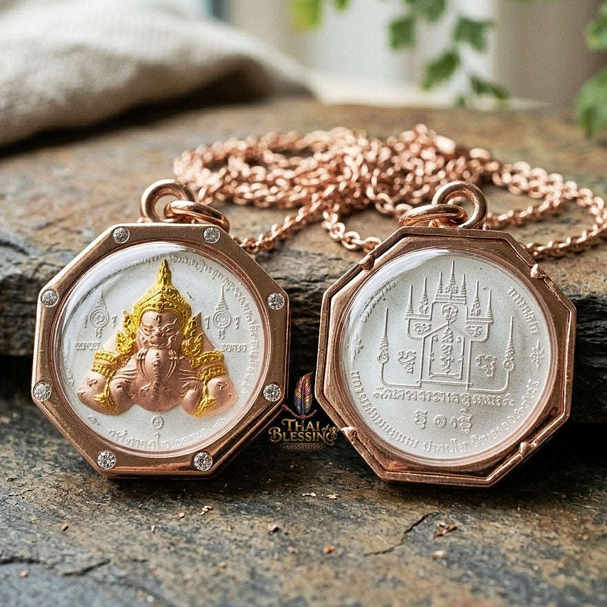 Authentic Thai Fine Art Amulet "Phra Rahu Song Rit & Sacred Yantra BE 2559" - Supreme Destiny Reversal, Astrological Shield & Wealth Attraction