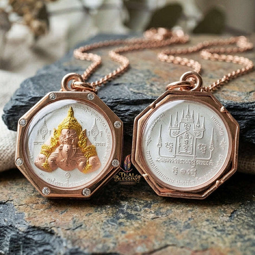 Authentic Thai Fine Art Amulet "Phra Rahu Song Rit & Sacred Yantra BE 2559" - Supreme Destiny Reversal, Astrological Shield & Wealth Attraction Thai Blessing Co By RURUECHA