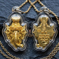 Authentic Thai Ganesha Amulet "Sian Kru Pu Lersi Ganesha Borommaru Poet Sap BE 2569" - Golden Brass Wisdom & Wealth Head Talisman Thai Blessing Co By RURUECHA
