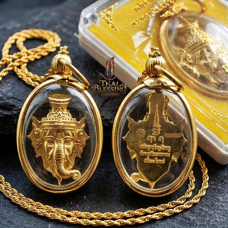 Authentic Thai Ganesha Ruesi Mask Amulet "Phra Phikanet BE 2569" - Brass Supreme Teacher Pendant Thai Blessing Co By RURUECHA