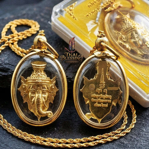Authentic Thai Ganesha Ruesi Mask Amulet "Phra Phikanet BE 2569" - Brass Supreme Teacher Pendant Thai Blessing Co By RURUECHA