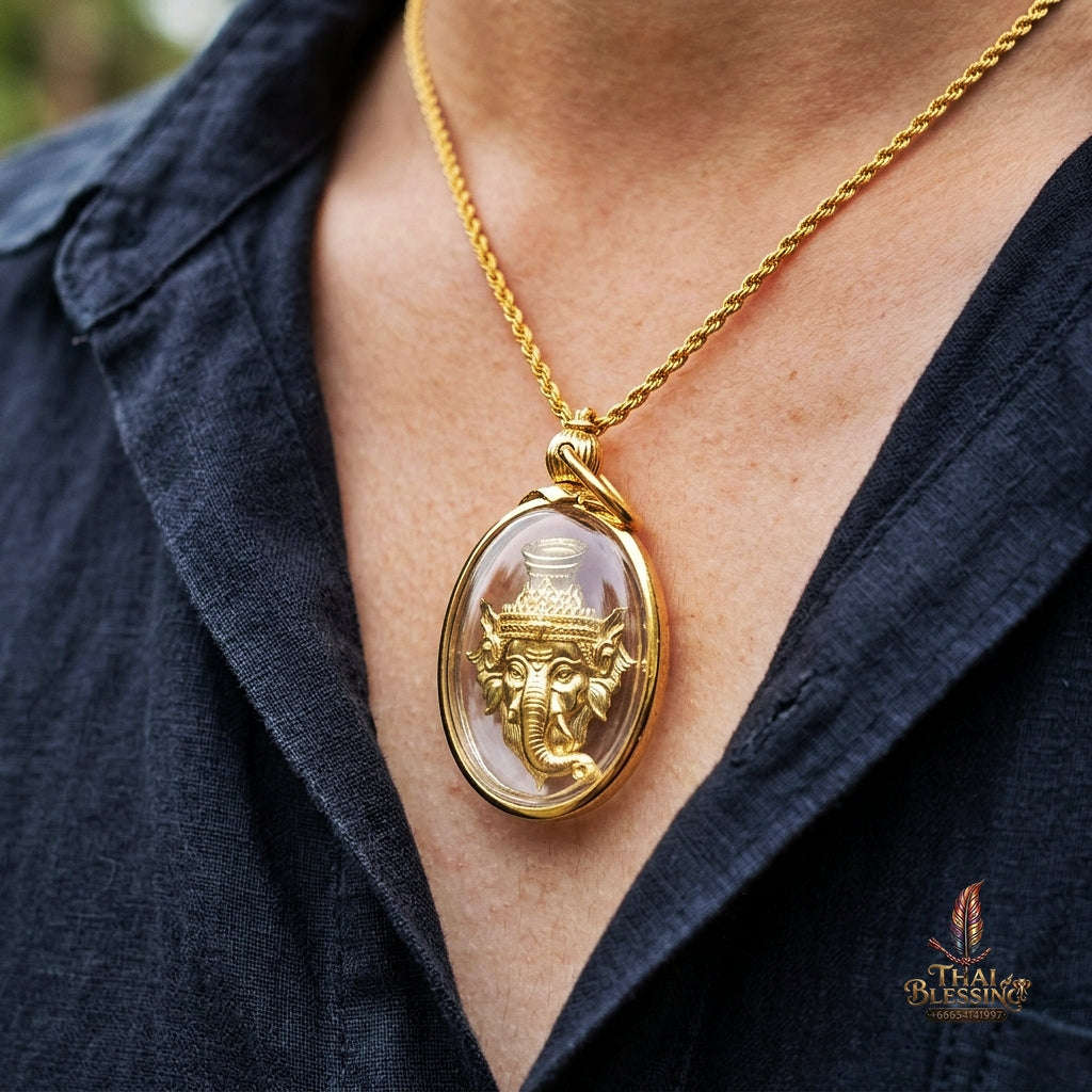 Authentic Thai Ganesha Ruesi Mask Amulet "Phra Phikanet BE 2569" - Brass Supreme Teacher Pendant Thai Blessing Co By RURUECHA