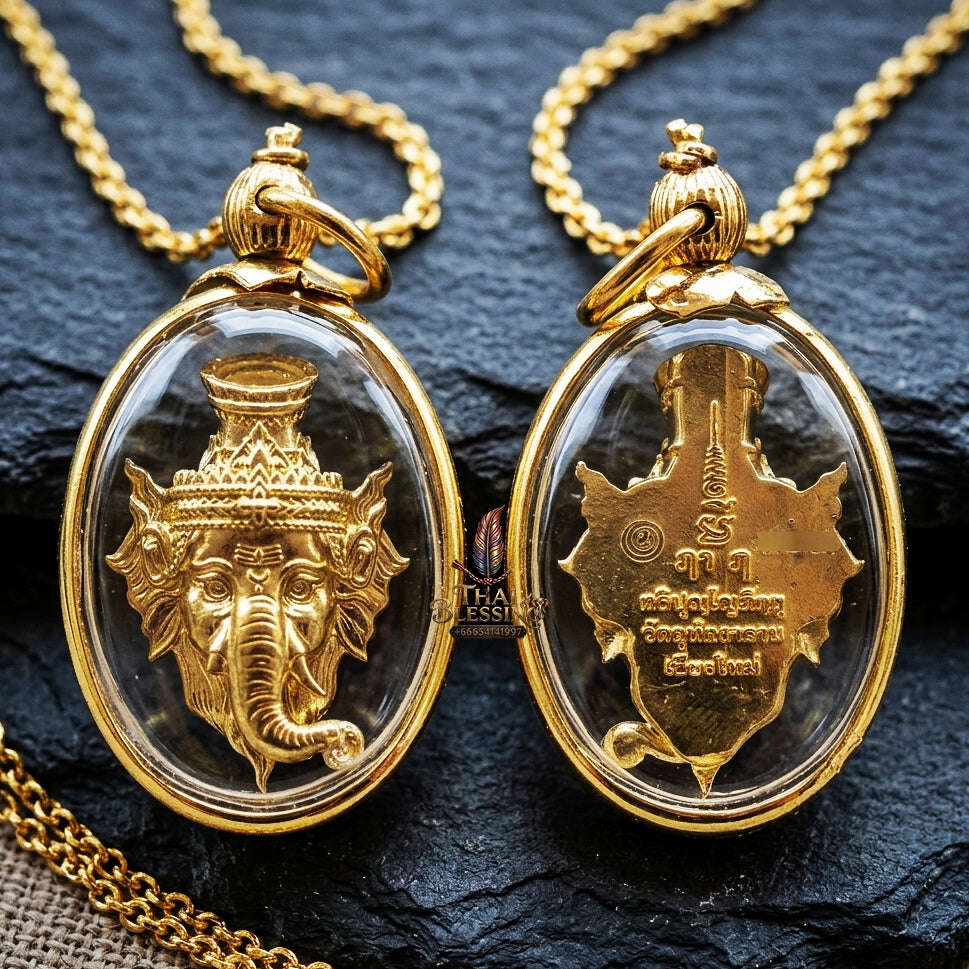 Authentic Thai Ganesha Ruesi Mask Amulet "Phra Phikanet BE 2569" - Brass Supreme Teacher Pendant Thai Blessing Co By RURUECHA