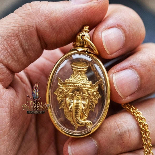 Authentic Thai Ganesha Ruesi Mask Amulet "Phra Phikanet BE 2569" - Brass Supreme Teacher Pendant Thai Blessing Co By RURUECHA