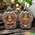 Authentic Thai Garuda Amulet "Phaya Khrut Kaona Charoenphon BE 2559" - Golden Head Fire-Surfaced Sacred Bronze Pendant Thai Blessing Co By RURUECHA