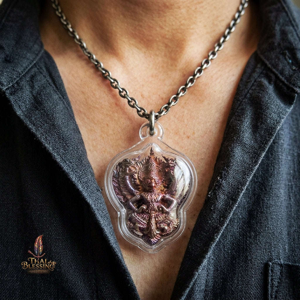 Authentic Thai Garuda Amulet "Phaya Krut BE 2560" - Sacred Flame-Fired Bronze Sovereign Power & Protection Talisman Thai Blessing Co By RURUECHA