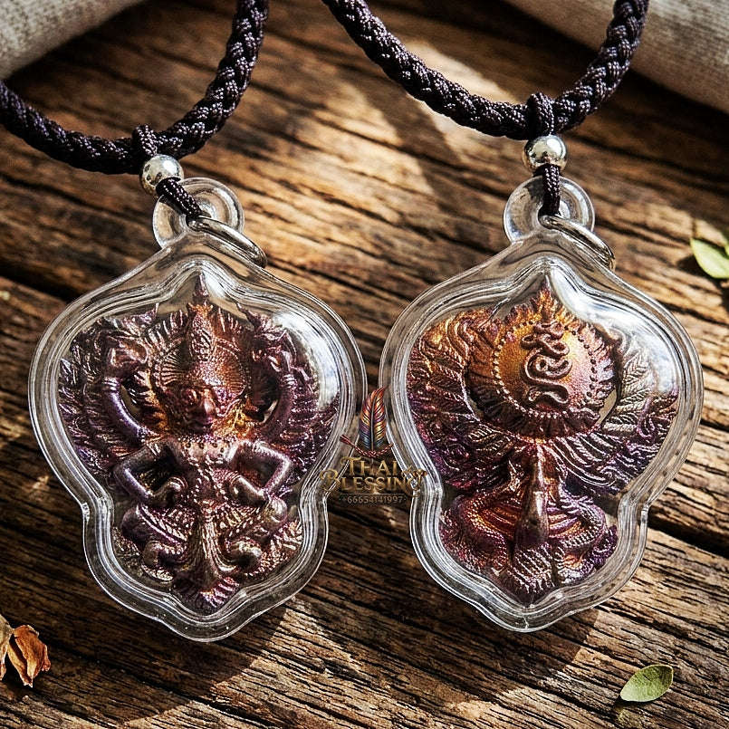 Authentic Thai Garuda Amulet "Phaya Krut BE 2560" - Sacred Flame-Fired Bronze Sovereign Power & Protection Talisman Thai Blessing Co By RURUECHA