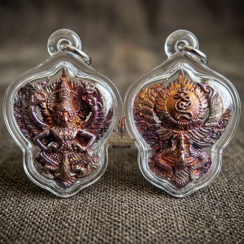 Authentic Thai Garuda Amulet "Phaya Krut BE 2560" - Sacred Flame-Fired Bronze Sovereign Power & Protection Talisman Thai Blessing Co By RURUECHA