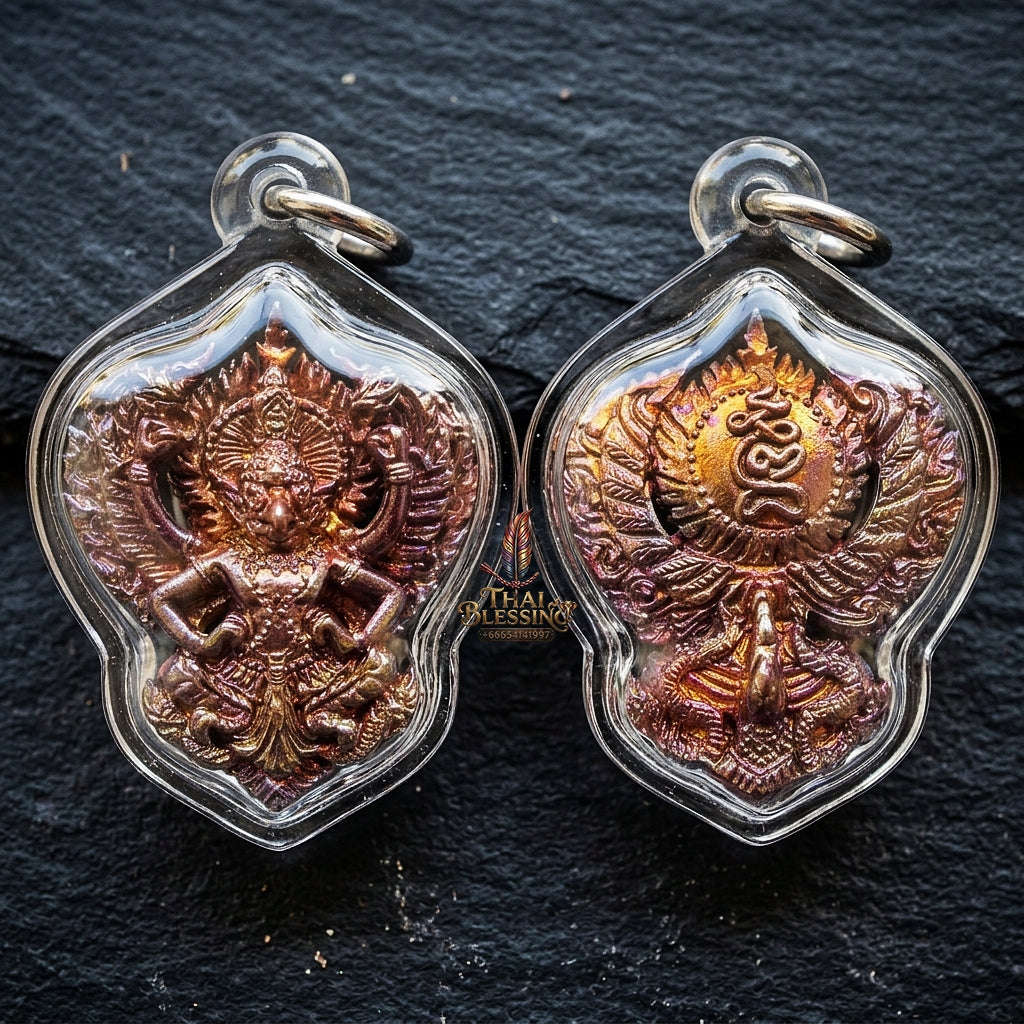Authentic Thai Garuda Amulet "Phaya Krut BE 2560" - Sacred Flame-Fired Bronze Sovereign Power & Protection Talisman Thai Blessing Co By RURUECHA