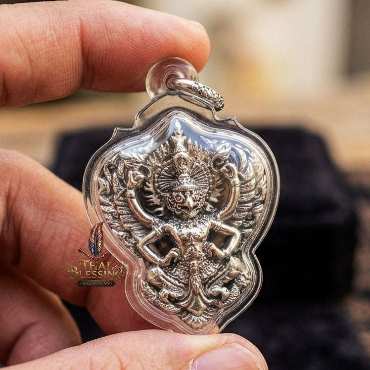 Authentic Thai Garuda Amulet "Phaya Krut BE 2560" - Sacred White Brass Sovereign Power & Authority Talisman Thai Blessing Co By RURUECHA