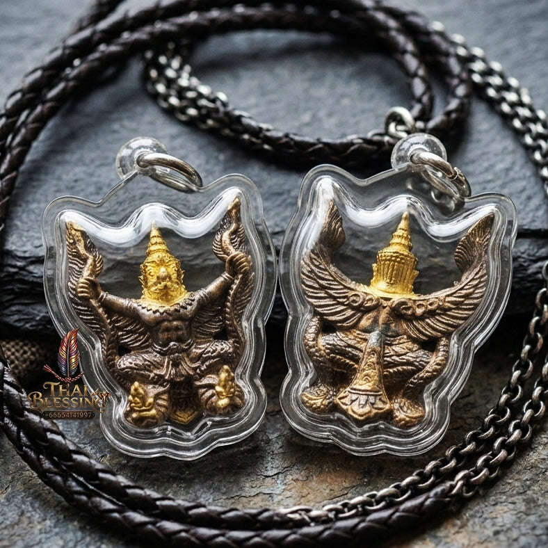Authentic Thai Garuda Amulet "Phaya Krut Golden Head Fire-Surfaced Bronze Edition" - Majestic Two-Tone Sacred Bronze Pendant Thai Blessing Co By RURUECHA