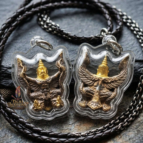 Authentic Thai Garuda Amulet "Phaya Krut Golden Head Fire-Surfaced Bronze Edition" - Majestic Two-Tone Sacred Bronze Pendant Thai Blessing Co By RURUECHA