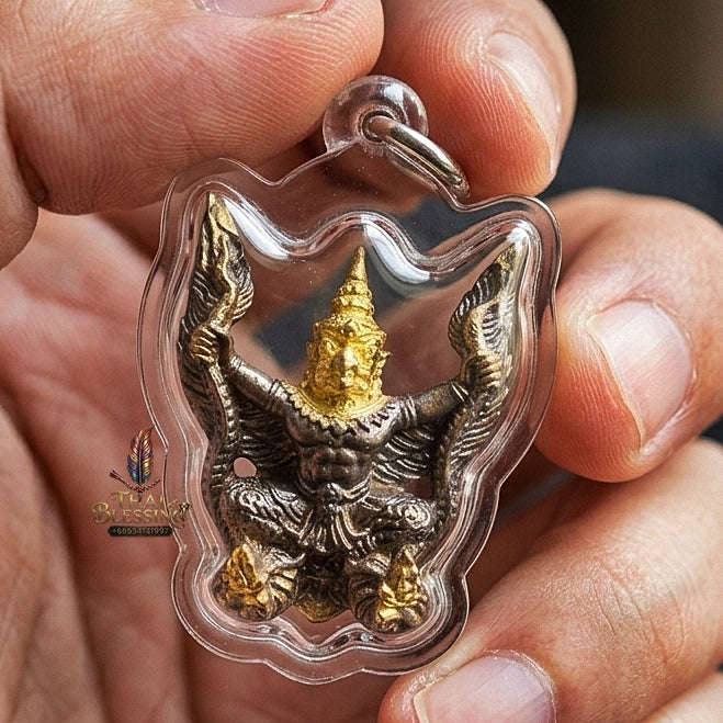Authentic Thai Garuda Amulet "Phaya Krut Golden Head Fire-Surfaced Bronze Edition" - Majestic Two-Tone Sacred Bronze Pendant Thai Blessing Co By RURUECHA