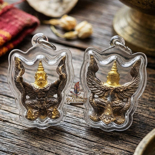 Authentic Thai Garuda Amulet "Phaya Krut Golden Head Fire-Surfaced Bronze Edition" - Majestic Two-Tone Sacred Bronze Pendant Thai Blessing Co By RURUECHA