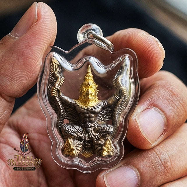 Authentic Thai Garuda Amulet "Phaya Krut Golden Head Fire-Surfaced Bronze Edition" - Majestic Two-Tone Sacred Bronze Pendant Thai Blessing Co By RURUECHA