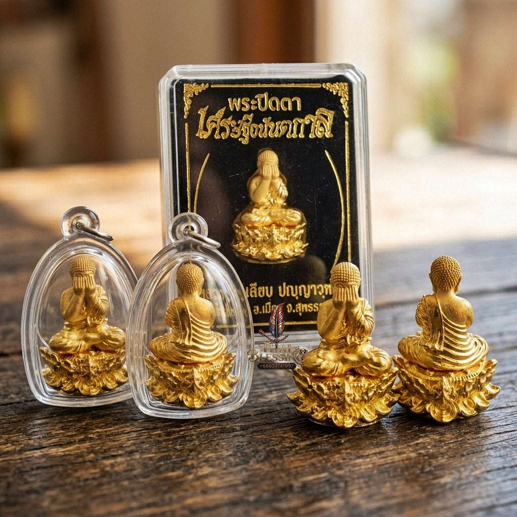 Authentic Thai Gold Amulet "Phra Pidta Setthi Anantakarn - Eternal Millionaire Buddha" - Infinite Wealth Attraction, Evil Shield & Great Luck Thai Blessing Co By RURUECHA