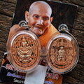 Authentic Thai Hermit & Garuda Amulet "Rian Rue Si Song Khrut BE 2558" - Copper Sovereign Power & Teacher Grace Medallion Thai Blessing Co By RURUECHA