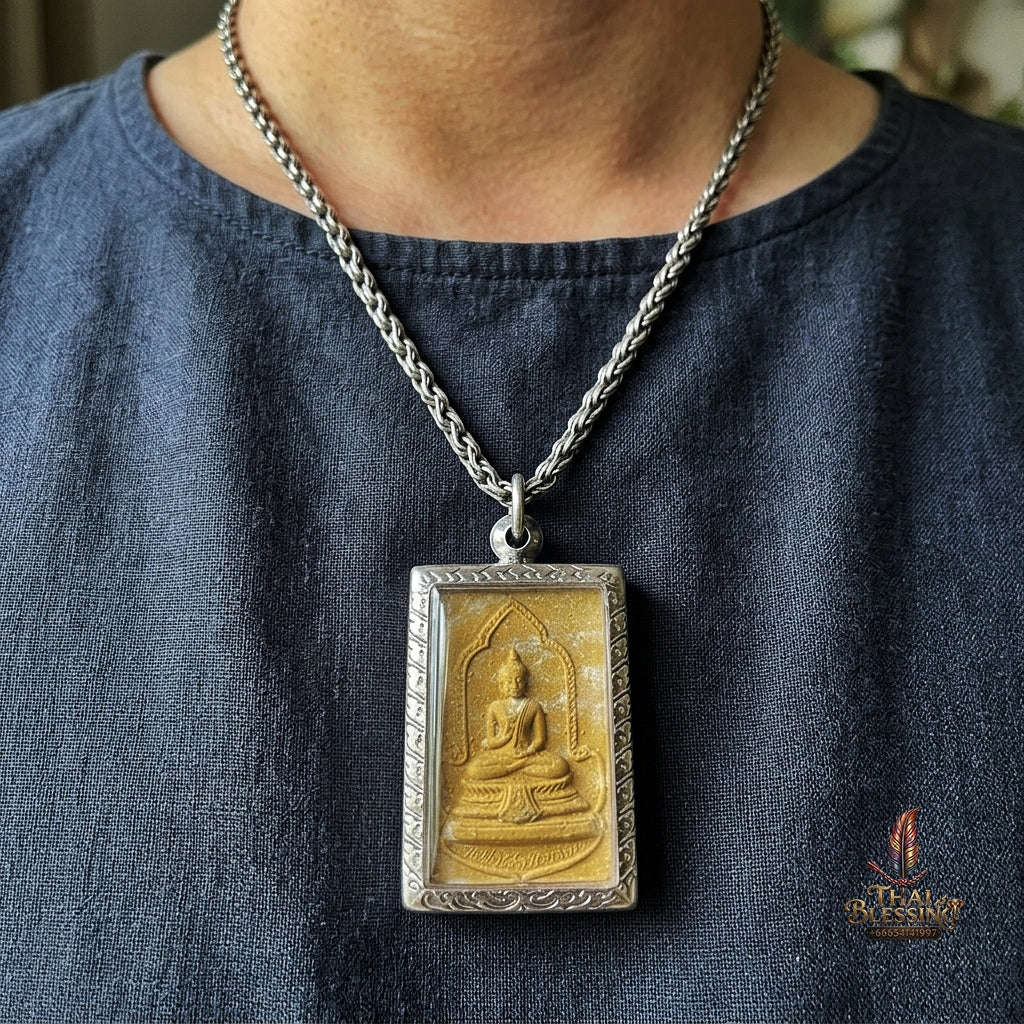 Authentic Thai Historic Royal Amulet "Phra Phut Rattanakosin Pin Klao BE 2525" - 200th Bangkok Bicentennial Anniversary Sacred Holy Powder Buddha Talisman Thai Blessing Co By RURUECHA