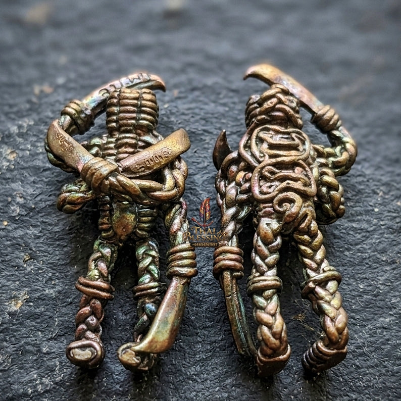 Authentic Thai Sacred Pho Hun Phayon Thewada Khanong Rit (Divine Warrior Spirit Guardian) - Nawa Loha 9-Metal Edition with Occult Steel Alloys for Ultimate Protection, Asset Shield, Black Magic Defense & Fortune Calling