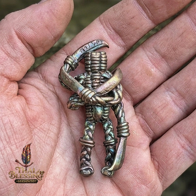 Authentic Thai Sacred Pho Hun Phayon Thewada Khanong Rit (Divine Warrior Spirit Guardian) - Nawa Loha 9-Metal Edition with Occult Steel Alloys for Ultimate Protection, Asset Shield, Black Magic Defense & Fortune Calling